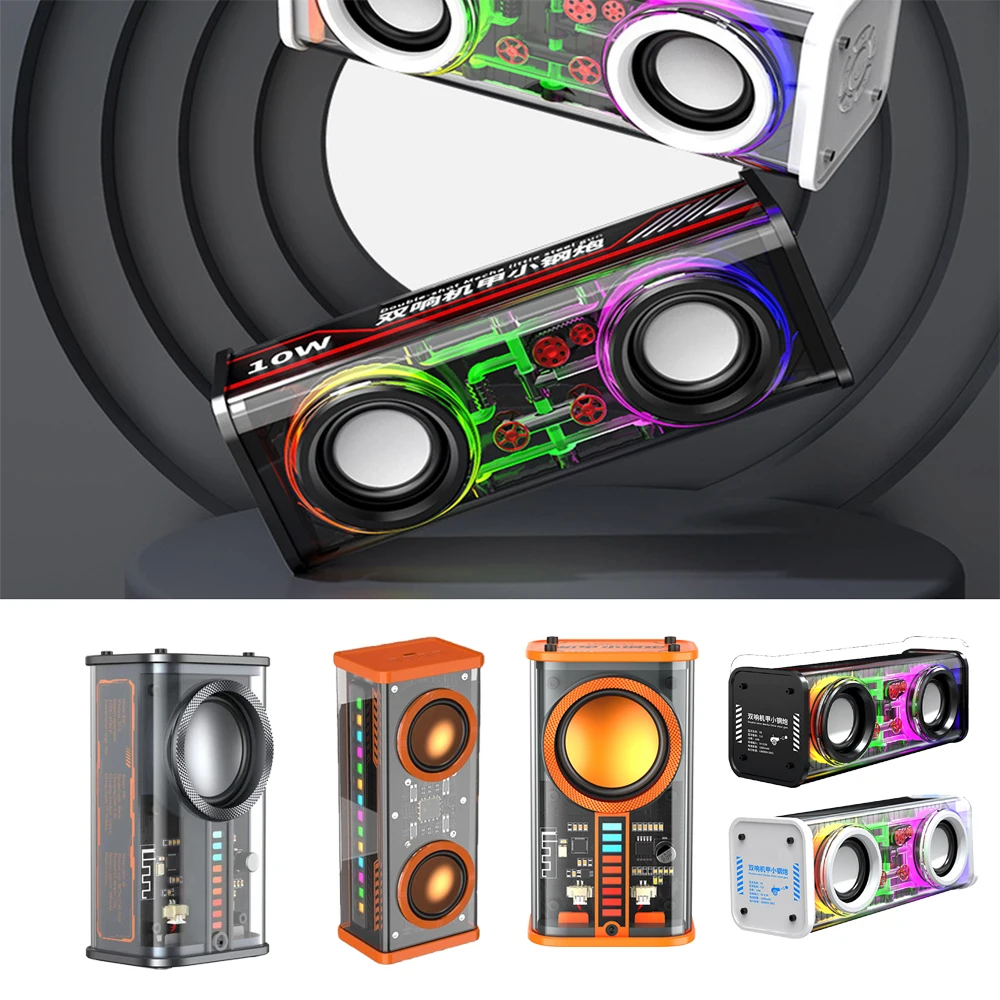 V8-K07-Transparent-Mecha-Music-Speakers-Bluetooth5-0-10W-Wireless-Stereo-Loudspeaker-3-LED-Light-Modes-1